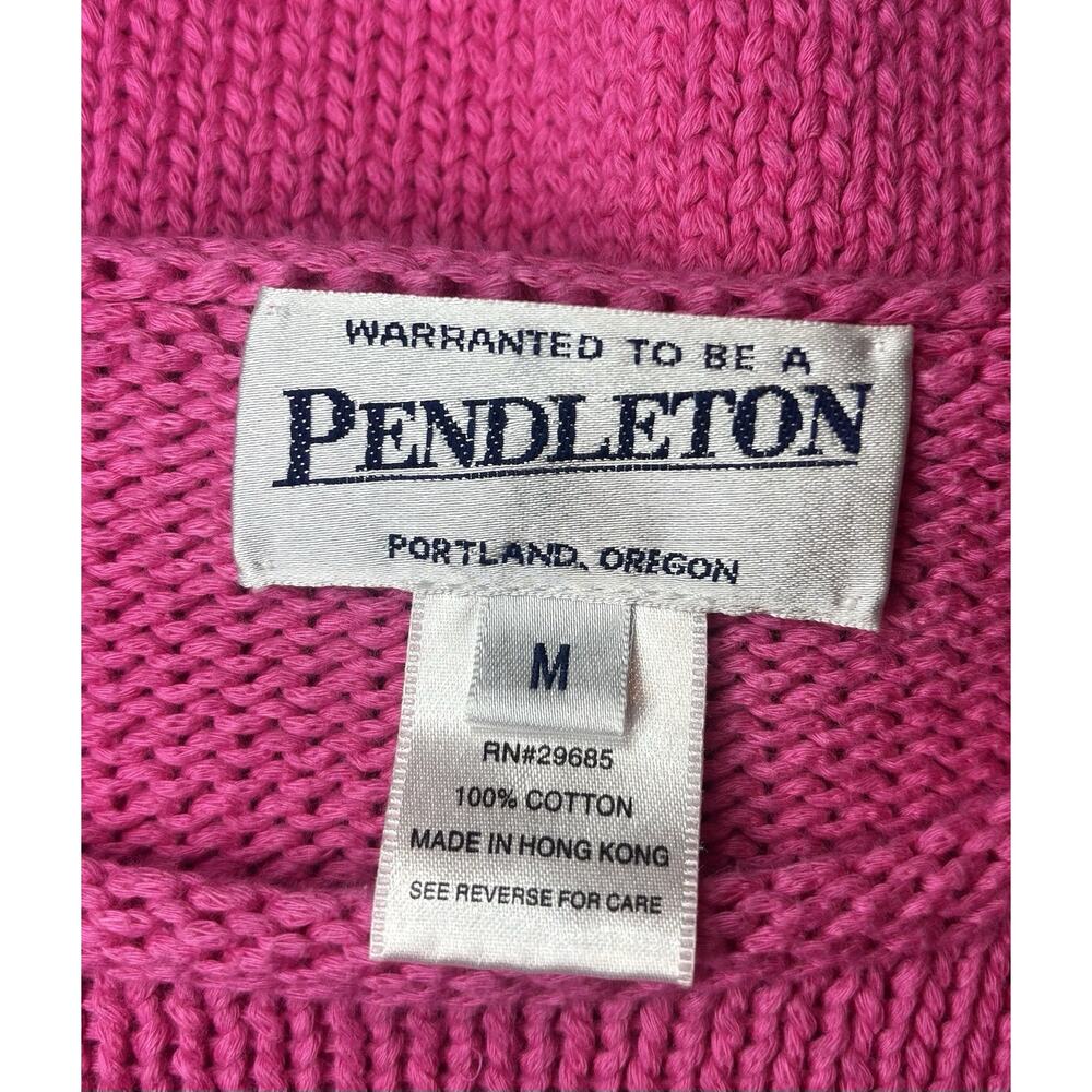 Vintage Pendleton Pink Cotton Knit Sweater Women’s M Boat Neck Classic Casual - Picture 3 of 4